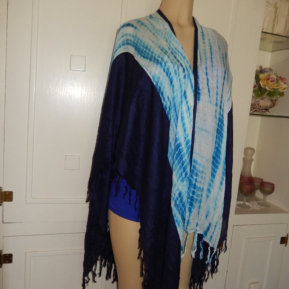 New Studio 36 shawl wrap blue multi color women scarf. O/S Rayon - Picture 2 of 7